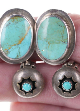 Southwestern Sterling turquoise clip - on earrings 2 pair - Estate Fresh Austin