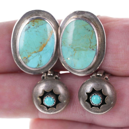 Southwestern Sterling turquoise clip - on earrings 2 pair - Estate Fresh Austin