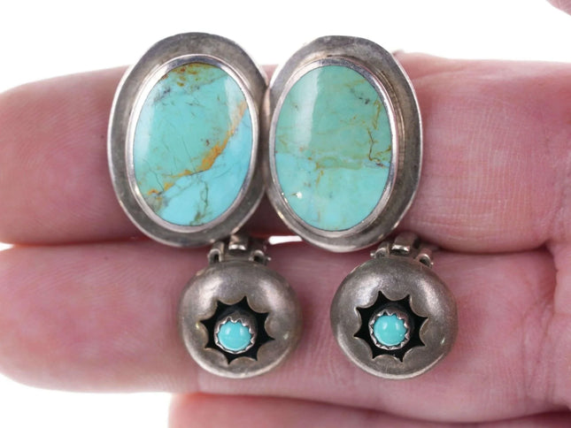 Southwestern Sterling turquoise clip-on earrings 2 pair - Estate Fresh Austin
