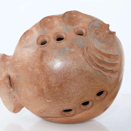 Southwestern Style Signed Puffer Fish Studio Art pottery Blowfish - Estate Fresh Austin