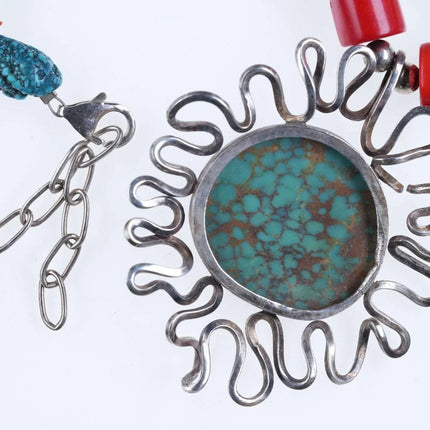 Southwestern Style sterling Turquoise/coral necklace - Estate Fresh Austin