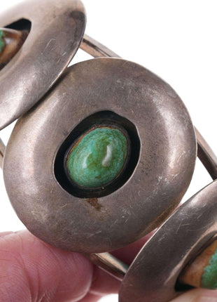 Space Age Modernist Native American Sterling/Turquoise Cuff bracelet - Estate Fresh Austin