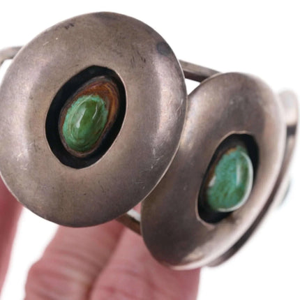 Space Age Modernist Native American Sterling/Turquoise Cuff bracelet - Estate Fresh Austin