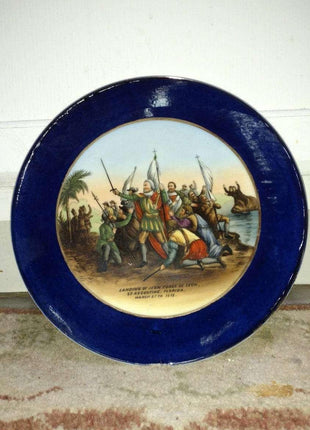 St Augustine, FL Landing of Jean Ponce De Leon L.R. Sch. Bavaria plate c.1900 - Estate Fresh Austin