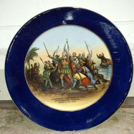 St Augustine, FL Landing of Jean Ponce De Leon L.R. Sch. Bavaria plate c.1900 - Estate Fresh Austin