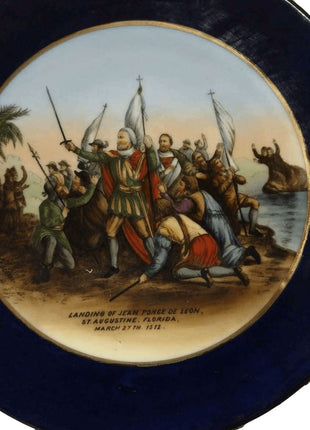 St Augustine, FL Landing of Jean Ponce De Leon L.R. Sch. Bavaria plate c.1900 - Estate Fresh Austin