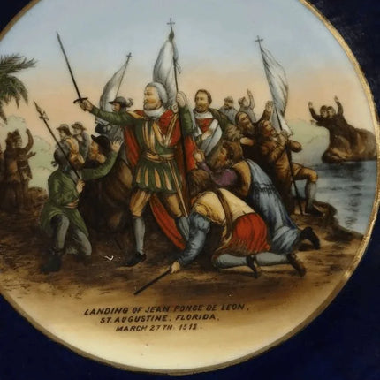 St Augustine, FL Landing of Jean Ponce De Leon L.R. Sch. Bavaria plate c.1900 - Estate Fresh Austin
