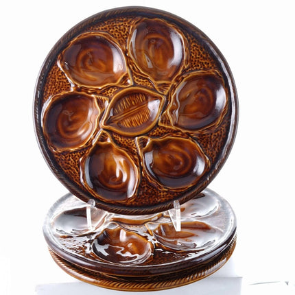 St Clement France Brown French Oyster Plates set of 6 - Estate Fresh Austin