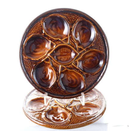 St Clement France Brown French Oyster Plates set of 6 - Estate Fresh Austin