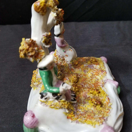 Staffordshire Miniature Figure man woman with spaniel mid to late 19th century - Estate Fresh Austin