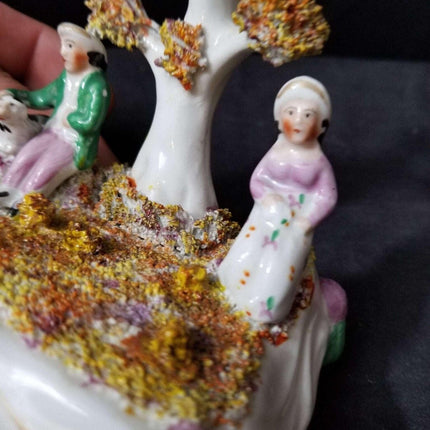 Staffordshire Miniature Figure man woman with spaniel mid to late 19th century - Estate Fresh Austin