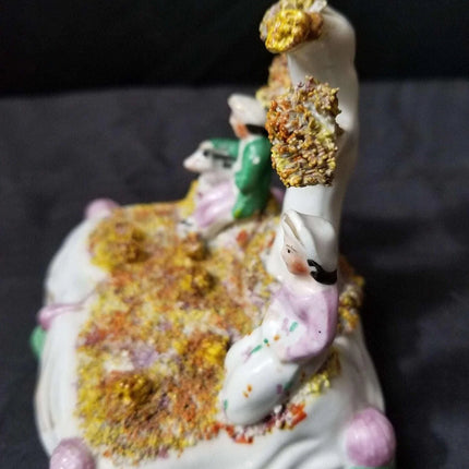 Staffordshire Miniature Figure man woman with spaniel mid to late 19th century - Estate Fresh Austin