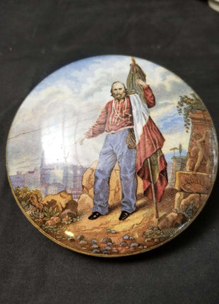 Staffordshire prattware Pot Lid Garibaldi 19th century 4 3/8" - Estate Fresh Austin