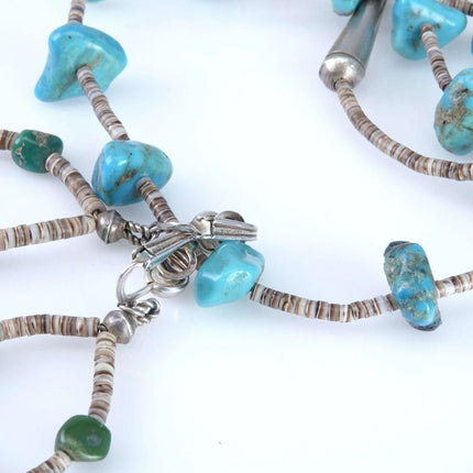 Sterling and Turquoise/Shell Navajo Heishi Necklace/Earrings - Estate Fresh Austin