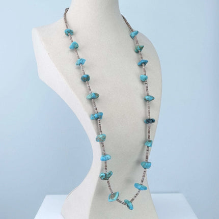 Sterling and Turquoise/Shell Navajo Heishi Necklace/Earrings - Estate Fresh Austin
