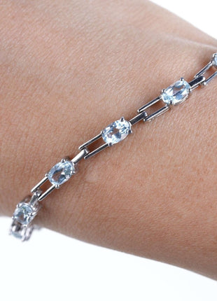 Sterling blue rhinestone link bracelet - Estate Fresh Austin