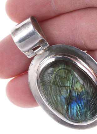 Sterling Carved Labradorite pendant - Estate Fresh Austin