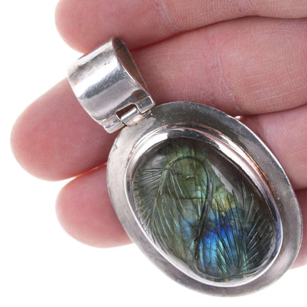Sterling Carved Labradorite pendant - Estate Fresh Austin