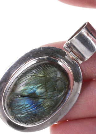 Sterling Carved Labradorite pendant - Estate Fresh Austin