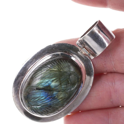 Sterling Carved Labradorite pendant - Estate Fresh Austin