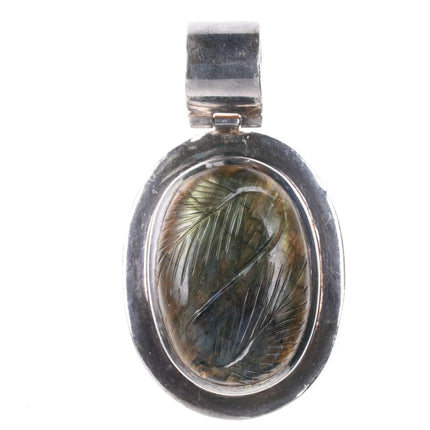 Sterling Carved Labradorite pendant - Estate Fresh Austin
