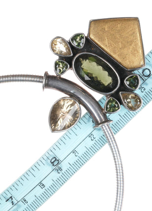 Sterling citrine, peridot retro necklace/pendant - Estate Fresh Austin