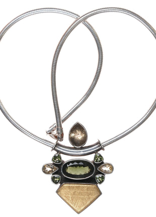 Sterling citrine, peridot retro necklace/pendant - Estate Fresh Austin