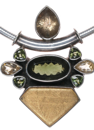 Sterling citrine, peridot retro necklace/pendant - Estate Fresh Austin