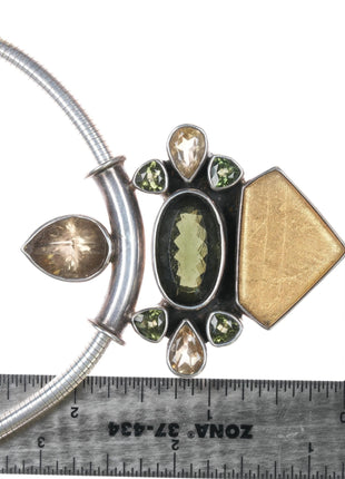 Sterling citrine, peridot retro necklace/pendant - Estate Fresh Austin