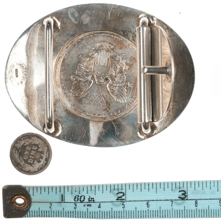 Sterling Frontier Silver Reno Nevada Hand engraved belt buckle 2011 Silver dollar - Estate Fresh Austin