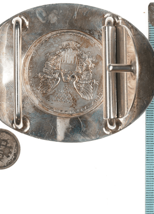 Sterling Frontier Silver Reno Nevada Hand engraved buckle with 2011 Silver dollar - Estate Fresh Austin