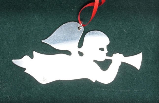 Sterling Retired James Avery Angel with Horn Christmas ornament - Estate Fresh Austin