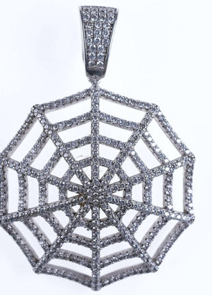 Sterling silver gemset spiderweb pendant - Estate Fresh Austin