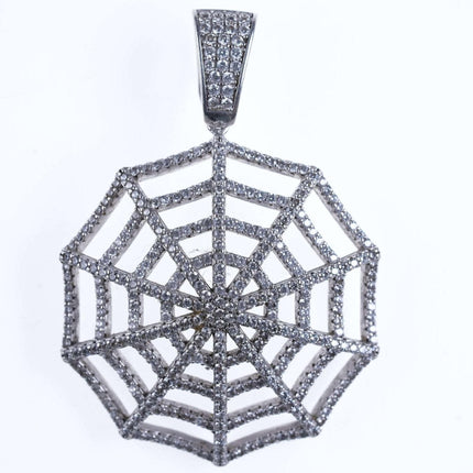 Sterling silver gemset spiderweb pendant - Estate Fresh Austin