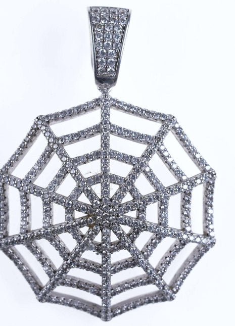 Sterling silver gemset spiderweb pendant - Estate Fresh Austin