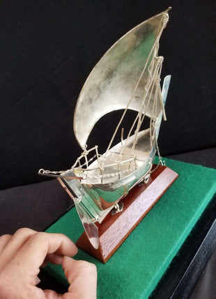 Sterling Silver Ship Commemorating 20th Year of GAOCMAO Gulf Area Oil Companies - Estate Fresh Austin