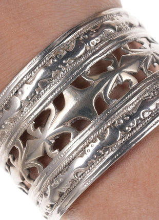 Sterling silver tribal cuff bracelet - Estate Fresh Austin