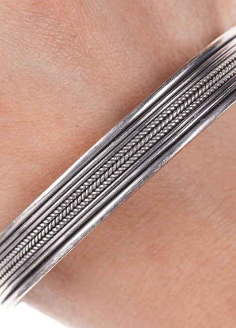 Sterling Southwestern braided cuff bracelet - Estate Fresh Austin