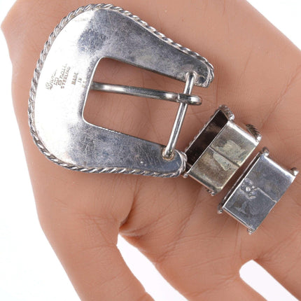 Sterling Sunset Trails Engraved Rope edge 3/4" Belt buckle with two keepers - Estate Fresh Austin