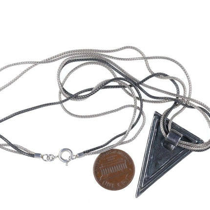 Sterling Triple Strand Modernist triangle pendant/necklace - Estate Fresh Austin