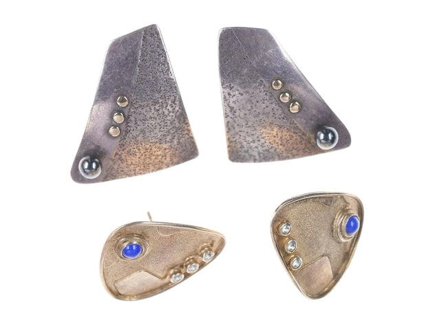 Sterling/14k Retro Modernist earrings - Estate Fresh Austin