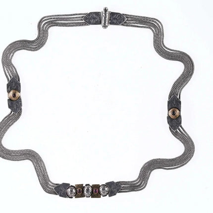 Sterling/22k Gold and Ruby Cabochon Necklace - Estate Fresh Austin