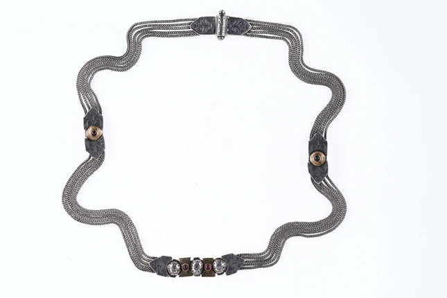 Sterling/22k Gold and Ruby Cabochon Necklace - Estate Fresh Austin