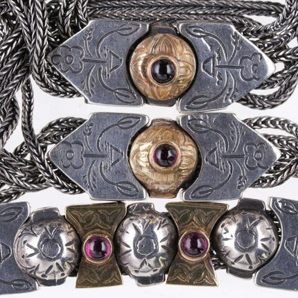 Sterling/22k Gold and Ruby Cabochon Necklace - Estate Fresh Austin