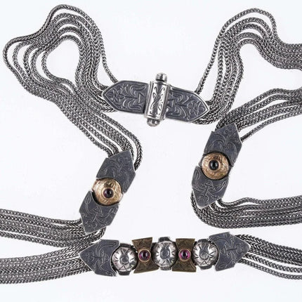 Sterling/22k Gold and Ruby Cabochon Necklace - Estate Fresh Austin