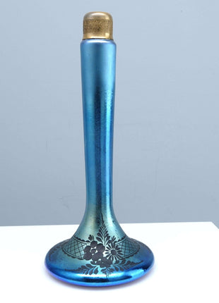 Steuben Etched Blue Aurene Perfume bottle Base - Estate Fresh Austin