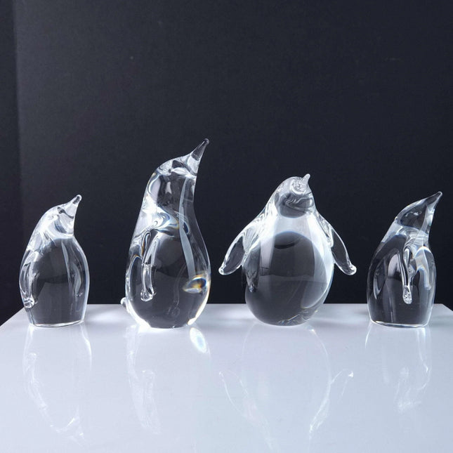Steuben art glass Penguin Family of 4 paperweights - Estate Fresh Austin
