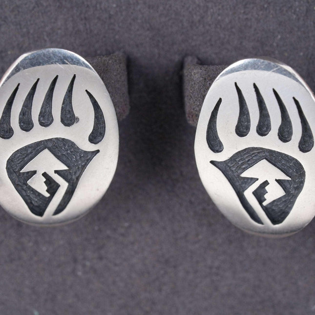 Steven Sockyma Hopi Overlay Style Sterling silver earrings - Estate Fresh Austin