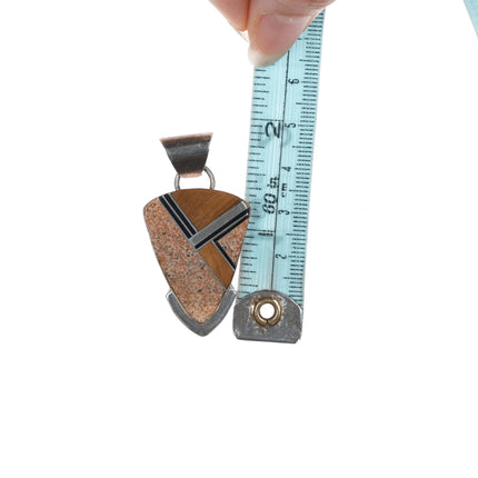 Stewart Billie Navajo Cat's eye, sterling channel inlay pendant - Estate Fresh Austin