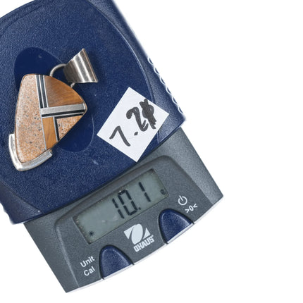 Stewart Billie Navajo Cat's eye, sterling channel inlay pendant - Estate Fresh Austin